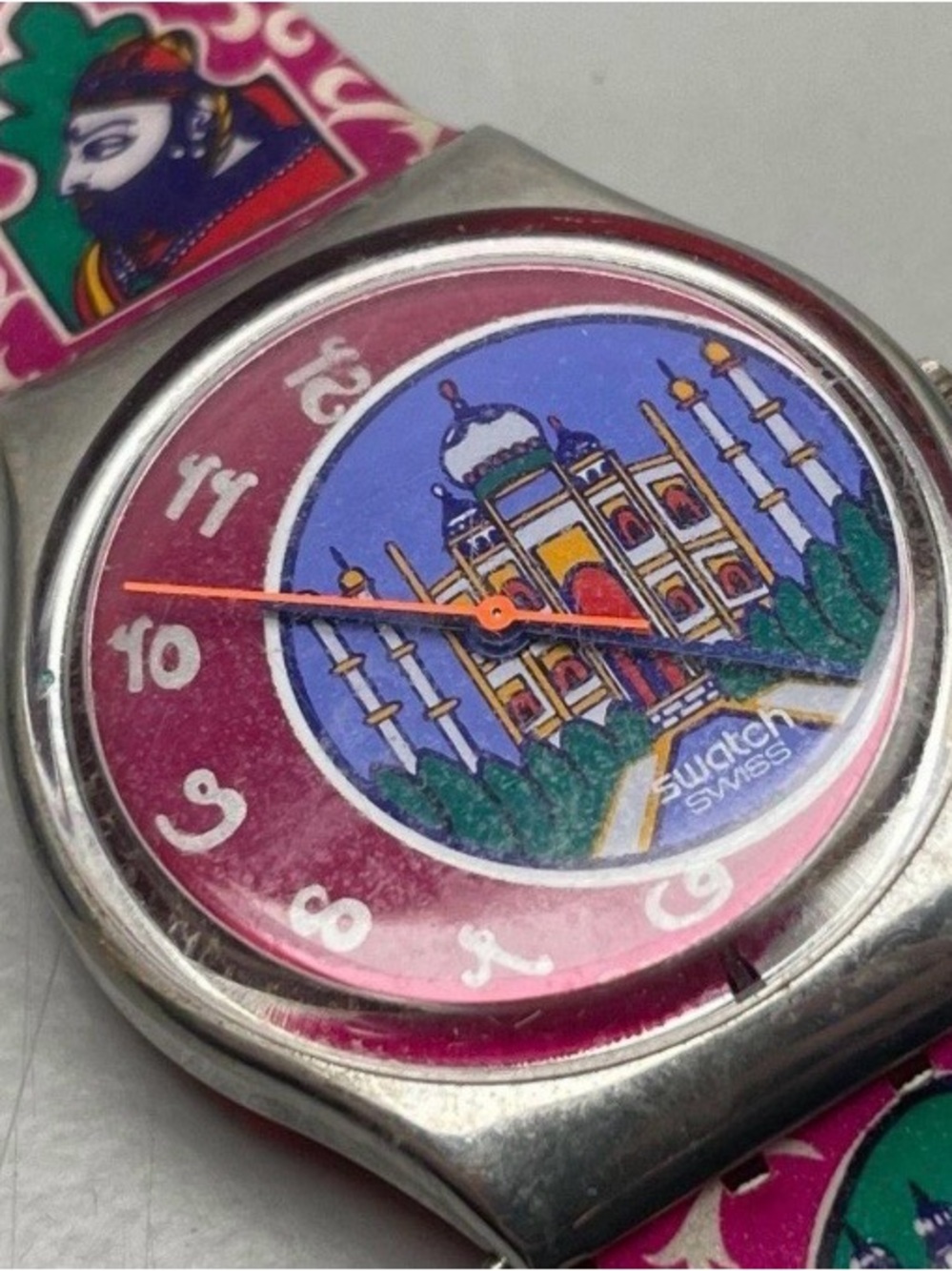 Swatch Pink & Blue Taj Mahal Graphic Watch - Picture 1 of 8
